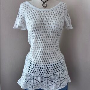 Jeanne Pierre Cotton Crochet Boho Chic Top